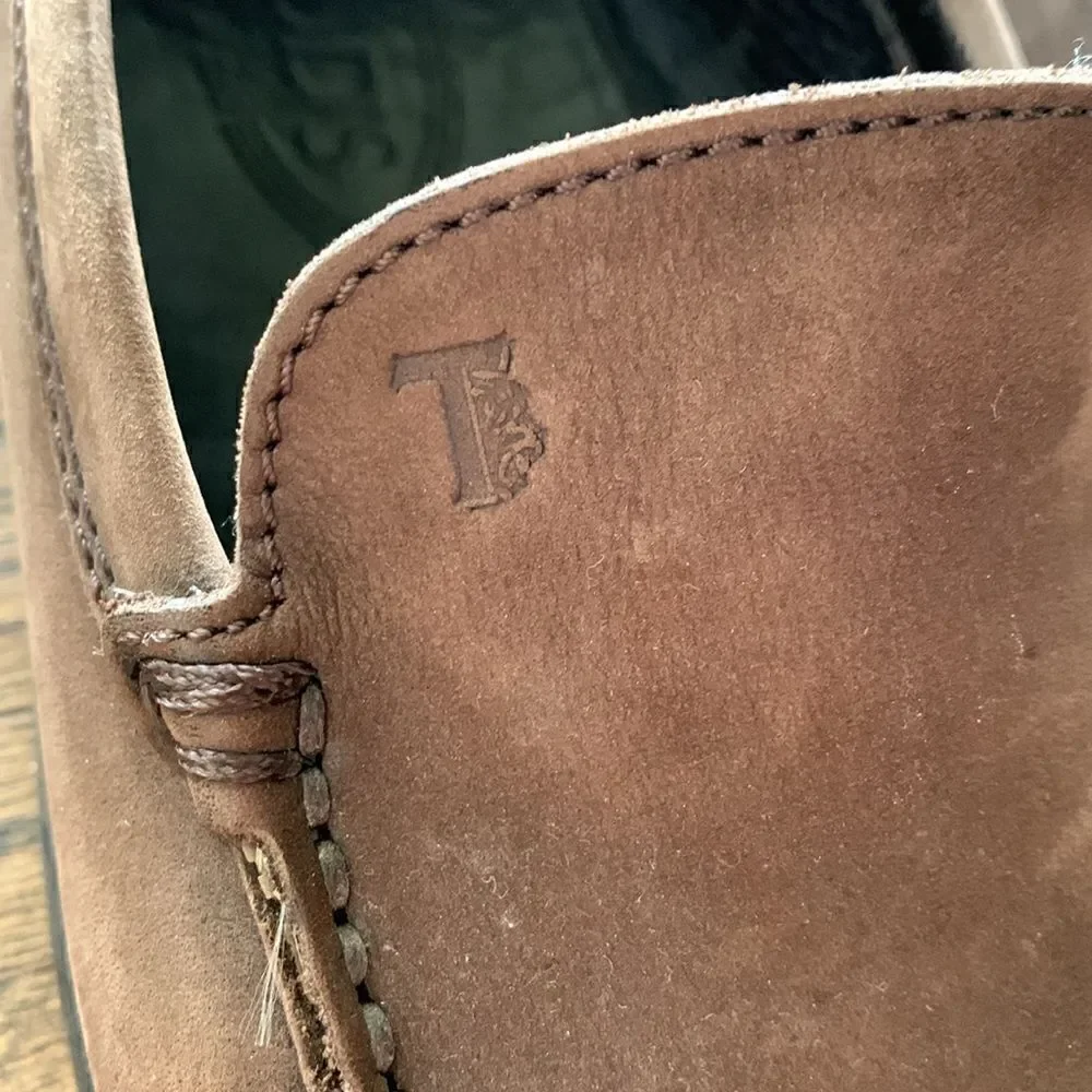 Tod’s brown leather driving shoes pebble rubber sole men’s size 8